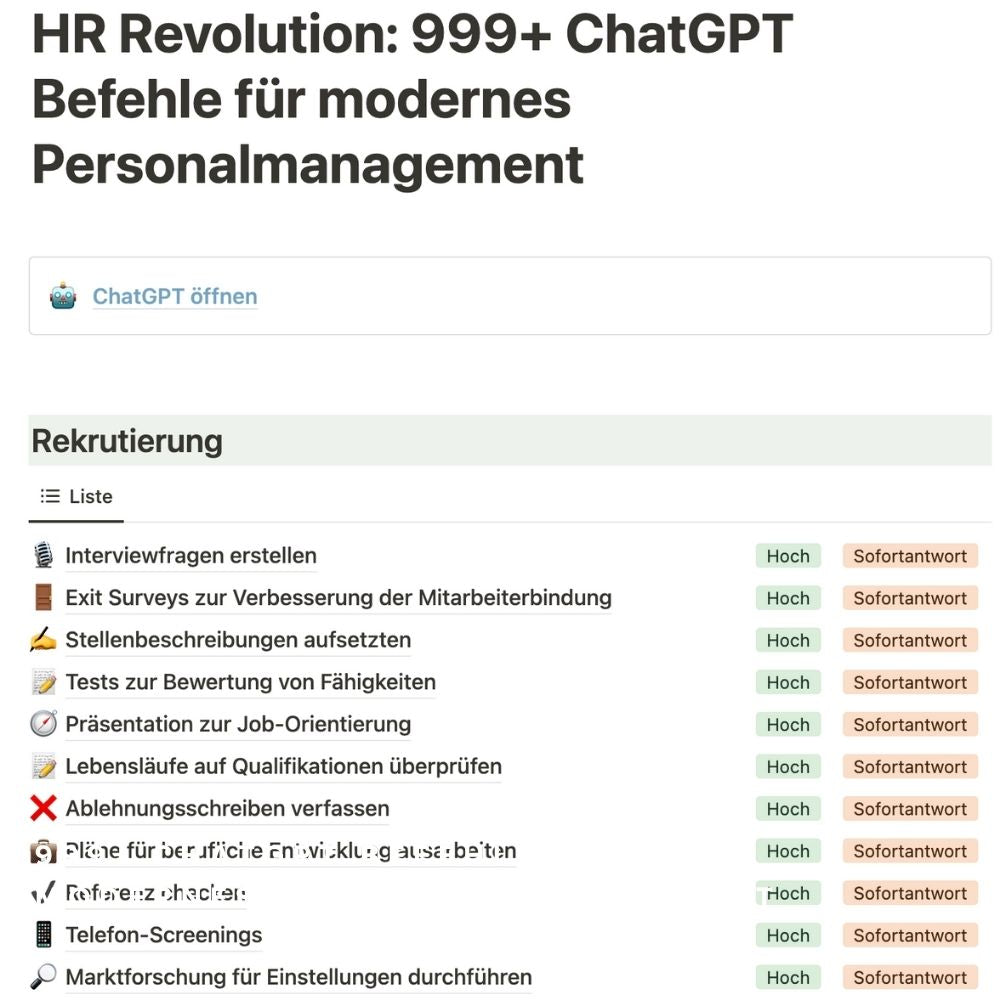 HR Revolution: 999+ ChatGPT Befehle für modernes Personalmanagement